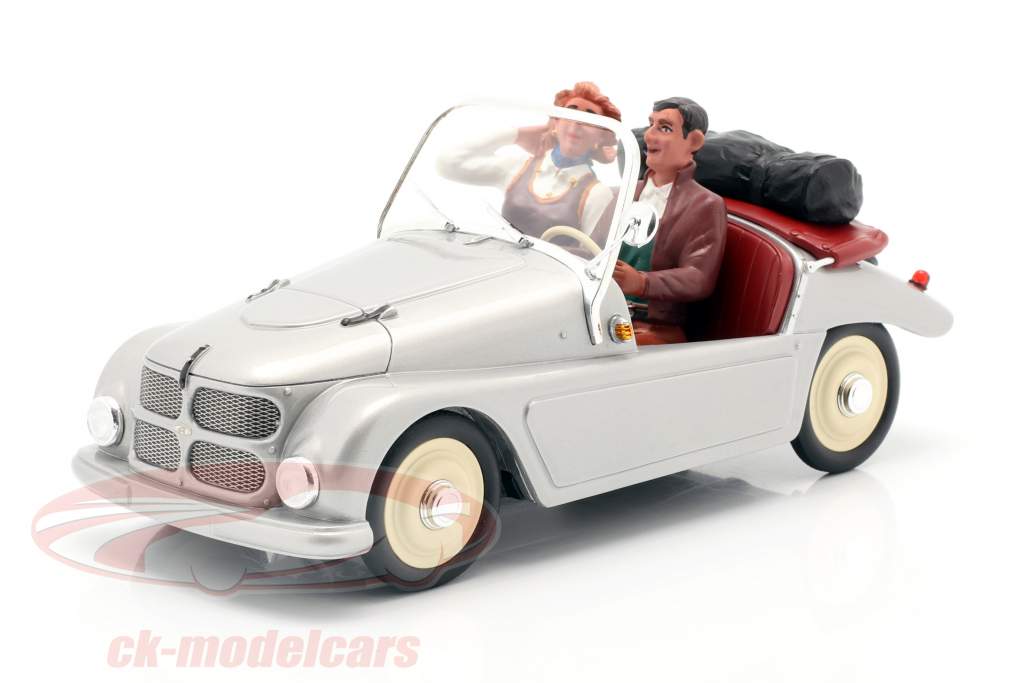 Kleinschnittger F-125 year 1950-1957 silver with 2 Figures 1:18 Schuco