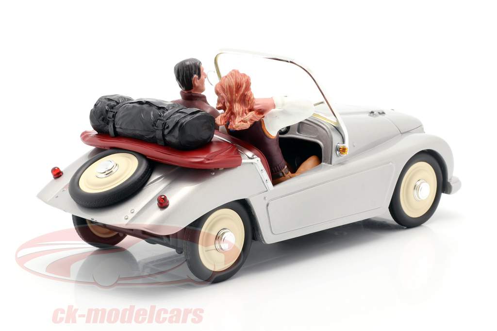 Kleinschnittger F-125 year 1950-1957 silver with 2 Figures 1:18 Schuco