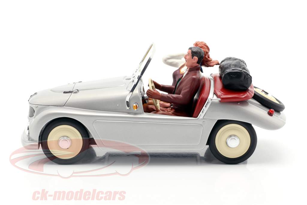 Kleinschnittger F-125 year 1950-1957 silver with 2 Figures 1:18 Schuco