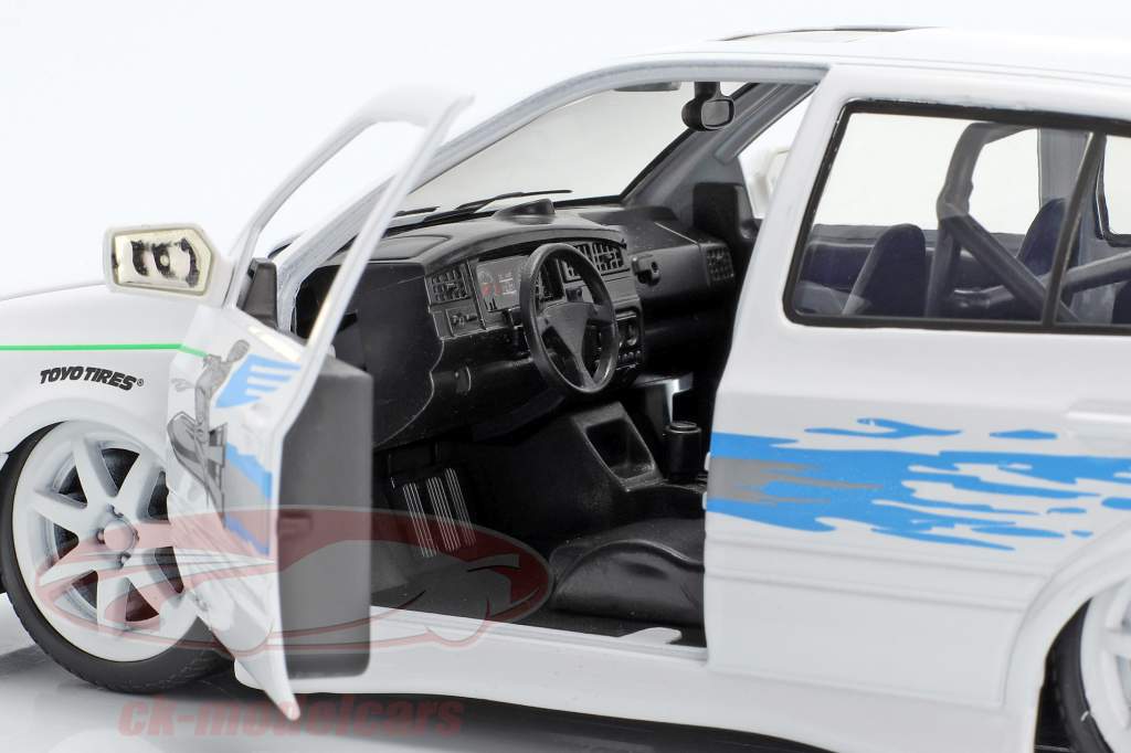 Jesse's Volkswagen VW Jetta A3 from the movie Fast & Furious 2001 white / blue 1:24 Jada Toys