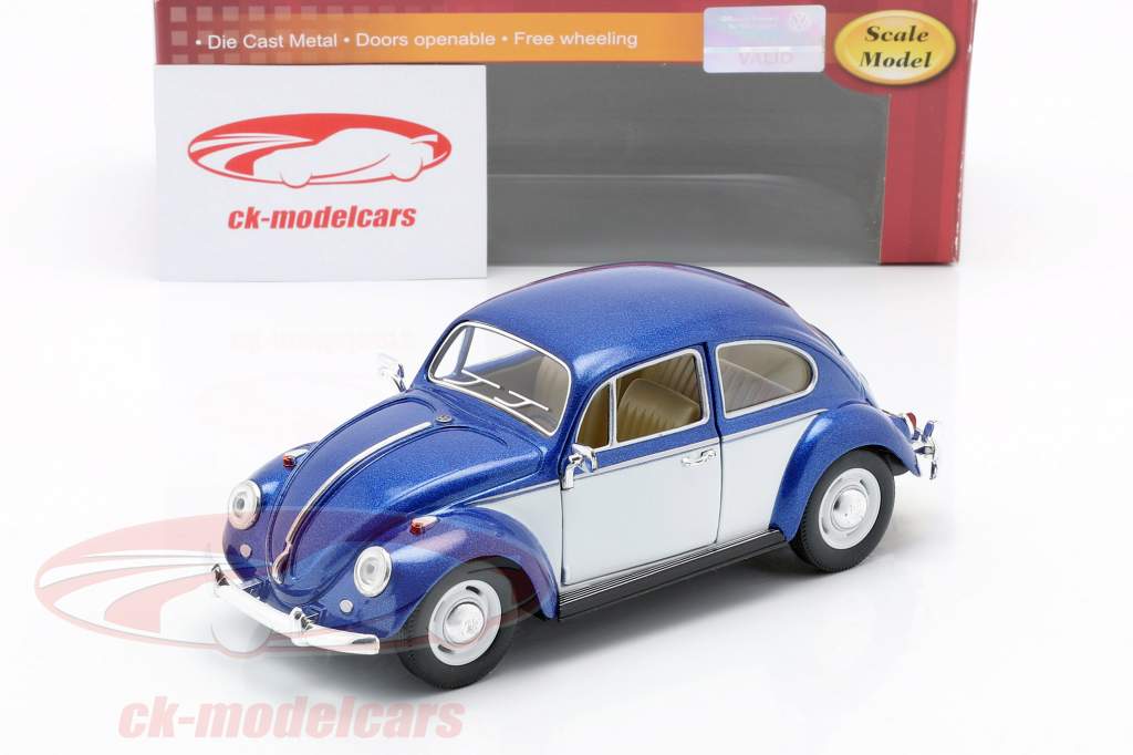 Volkswagen VW Classic Beetle Year 1967 blue / white 1:24 Kinsmart