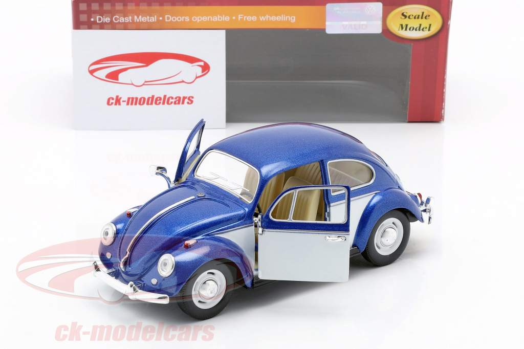 Volkswagen VW Classic Beetle Year 1967 blue / white 1:24 Kinsmart