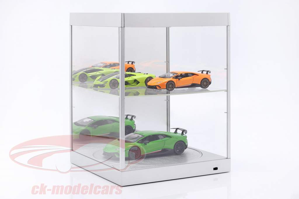 vitrine avec éclairage à LED, miroir et platine pour échelle 1:18 argent Triple9