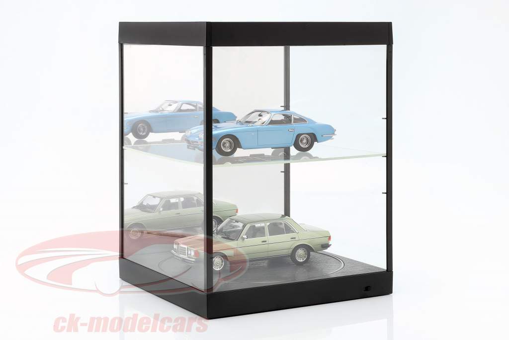 Showcase with LED lighting, mirror and turntable for scale 1:18 black Triple9