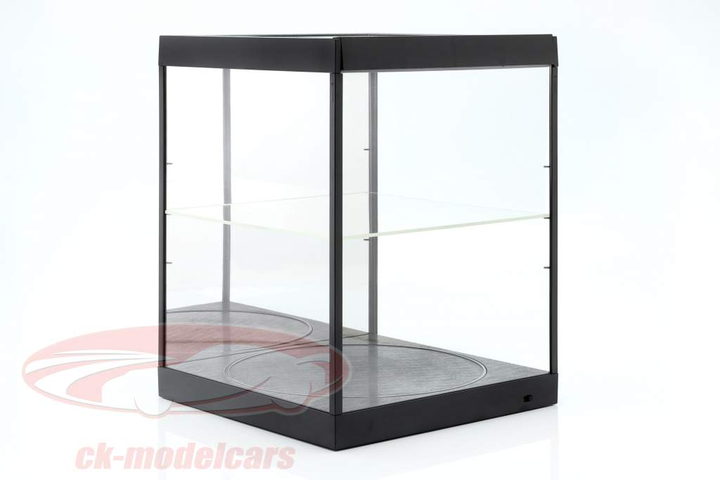 Showcase with LED lighting, mirror and turntable for scale 1:18 black Triple9