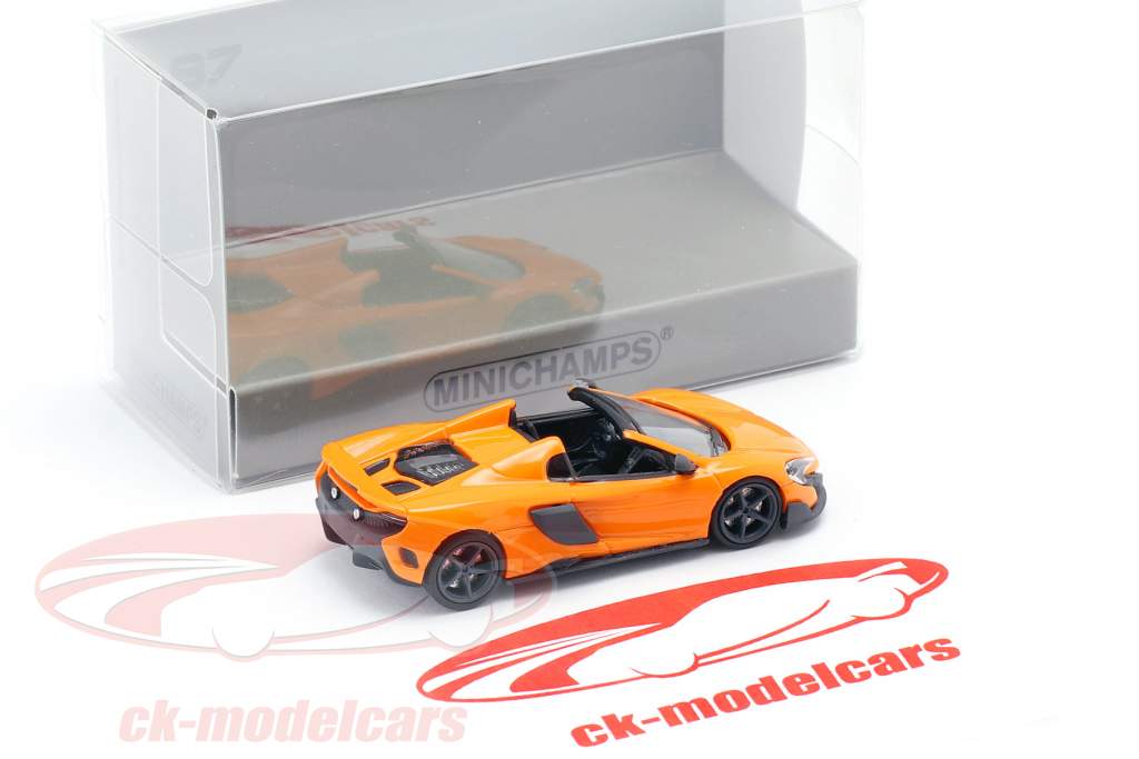 McLaren 675LT Spider ano de construção 2016 laranja 1:87 Minichamps