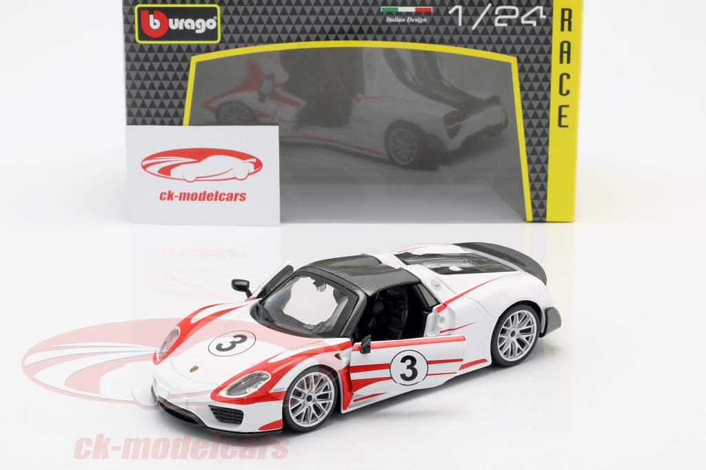 Porsche 918 Spyder Weissach #3 bianco 1:24 Bburago