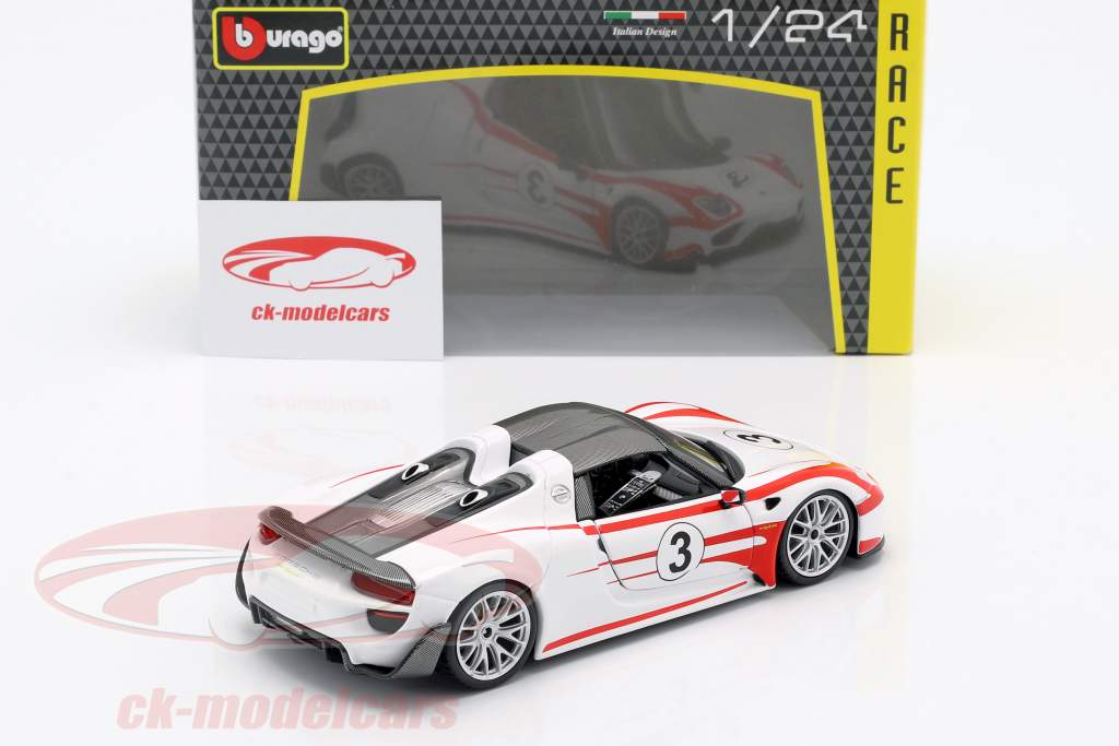 Porsche 918 Spyder Weissach #3 blanco 1:24 Bburago