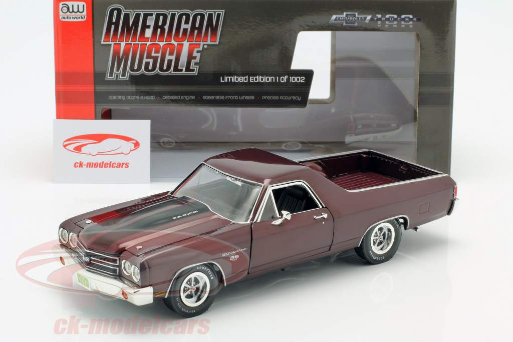 Chevrolet El Camino Pick Up Ano de construção 1970 vermelho escuro metálico 1:18 Autoworld