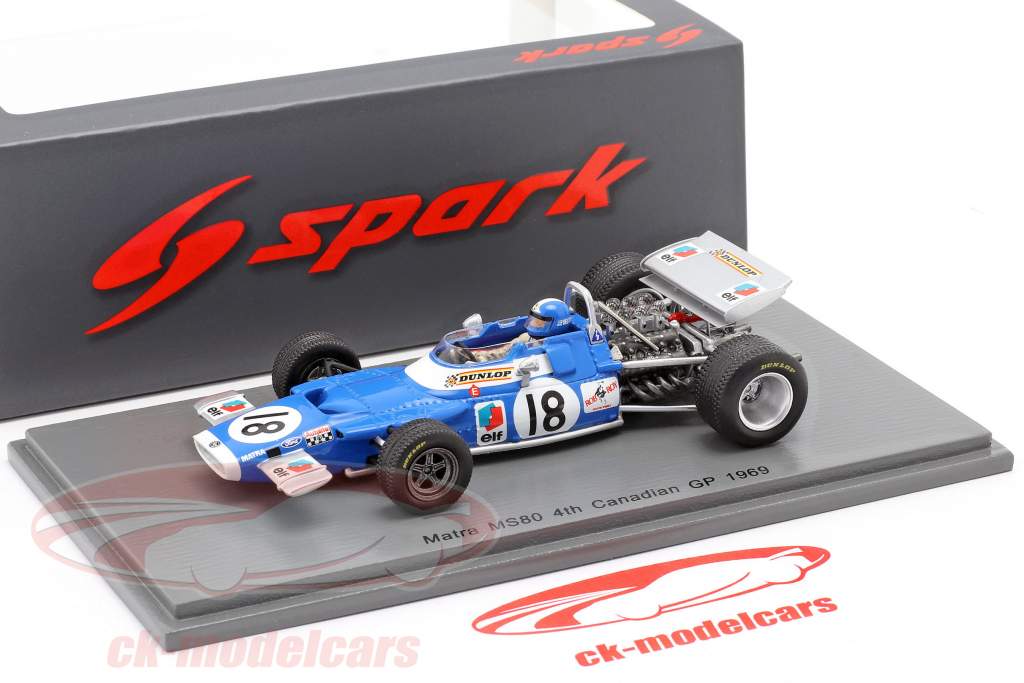 Jean-Pierre Beltoise Matra MS80 #18 4e Canadees GP Formule 1 1969 1:43 Spark