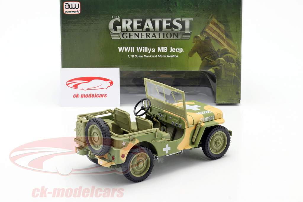 Willys MB Medical Jeep 4x4 US Army Ano de construção 1941 camuflagem 1:18 Autoworld