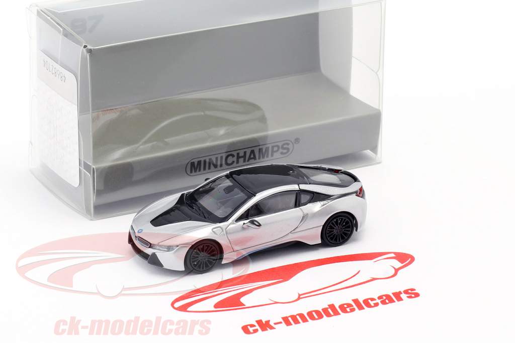 BMW i8 Coupe (I12) Byggeår 2015 sølv 1:87 Minichamps