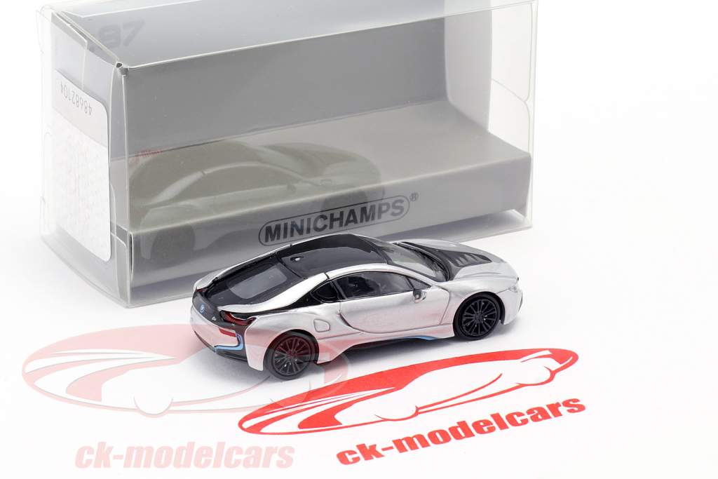 BMW i8 Coupe (I12) Ano de construção 2015 prateado 1:87 Minichamps