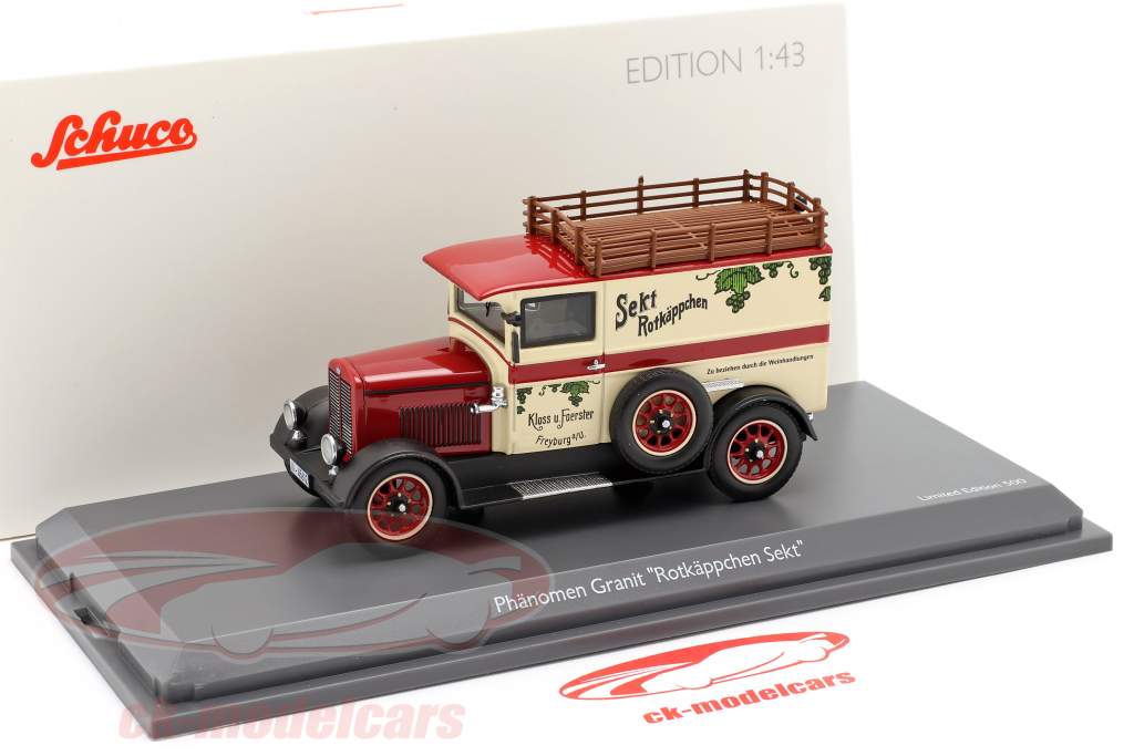 Phänomen Granit Rotkäppchen Vino espumoso rojo / crema blanco 1:43 Schuco