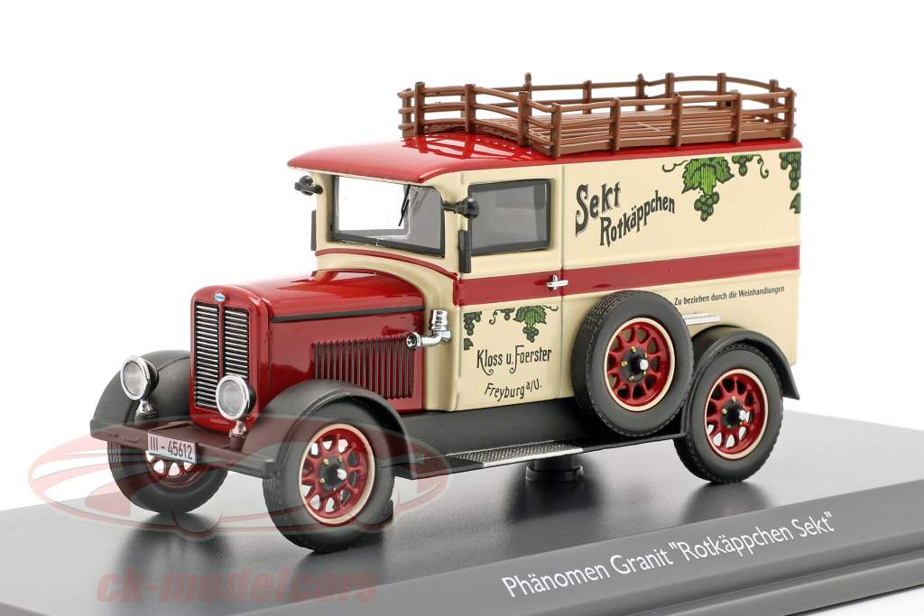 Phänomen Granit Rotkäppchen Vino espumoso rojo / crema blanco 1:43 Schuco