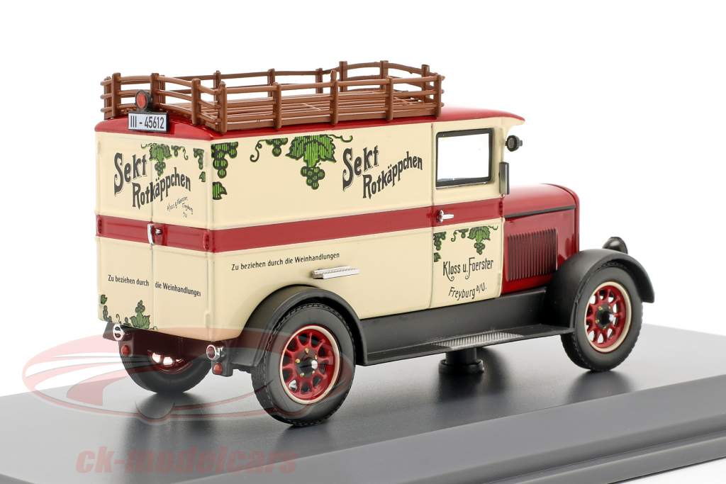 Phänomen Granit Rotkäppchen Vino espumoso rojo / crema blanco 1:43 Schuco