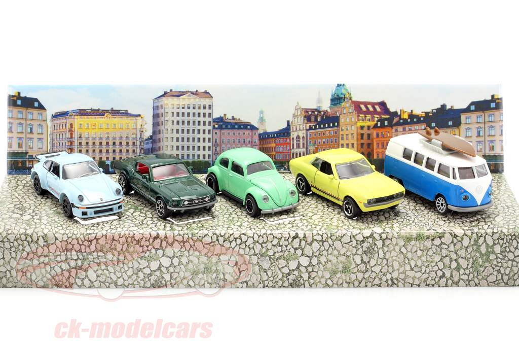 5-Car Set Vintage Pacote de presente 1:64 Majorette