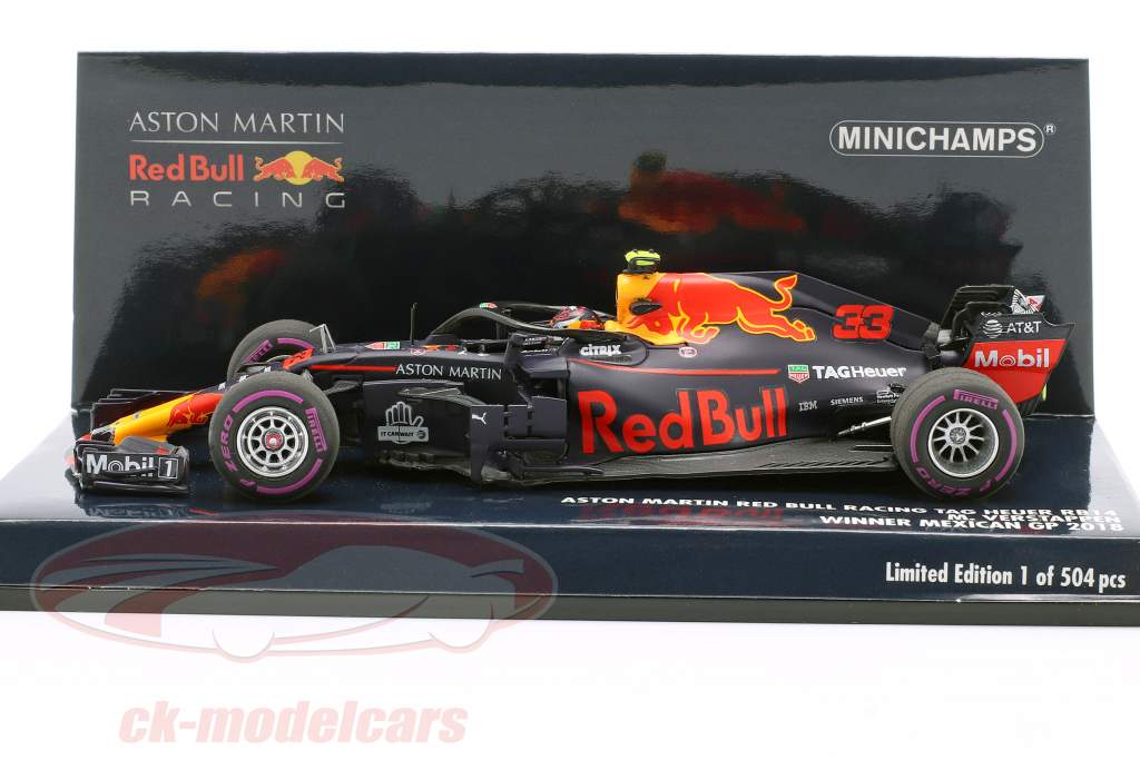 Max Verstappen Red Bull Racing RB14 #33 Winner Mexican GP F1 2018 1:43 Minichamps