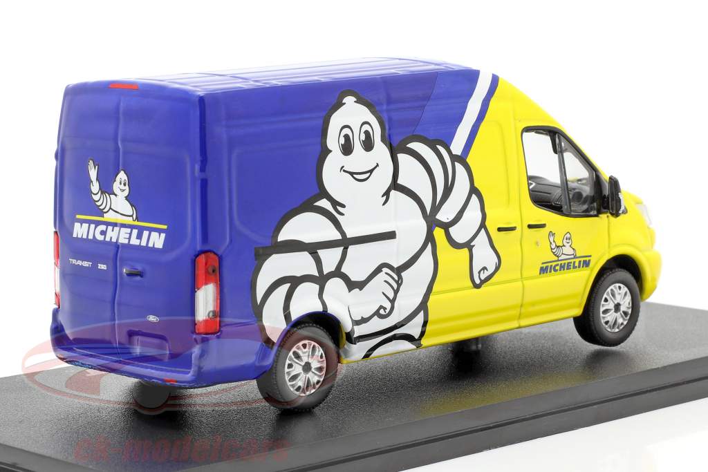 Ford Transit LWB High Roof Michelin 2019 azul / amarillo / blanco 1:43 Greenlight
