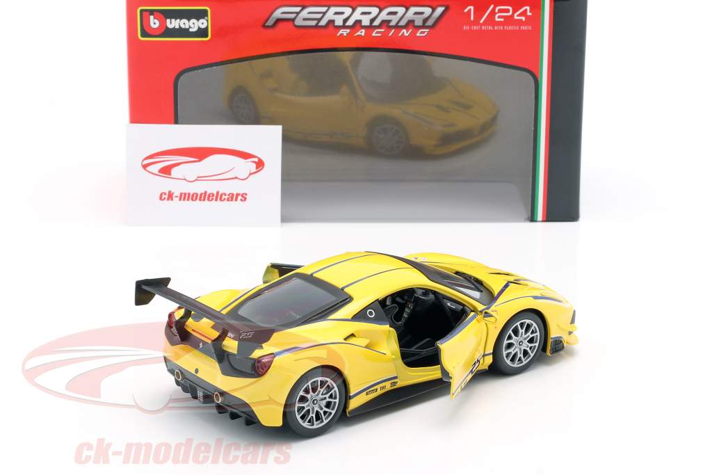 Ferrari 488 Challenge #25 geel 1:24 Bburago