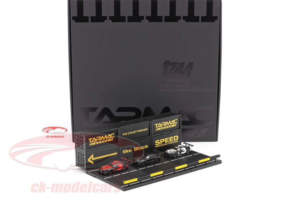 4-Car Set Mercedes-Benz AMG GT3 #3 with Pit lane diorama 1:64 Tarmac Works