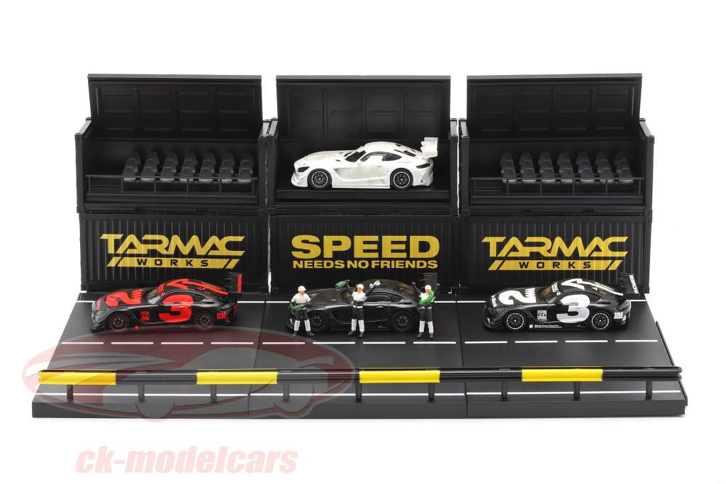 4-Car Set Mercedes-Benz AMG GT3 #3 with Pit lane diorama 1:64 Tarmac Works