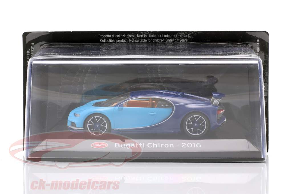 Bugatti Chiron 建设年份 2016 轻的 蓝色的 / 黑暗的 蓝色的 1:43 Altaya