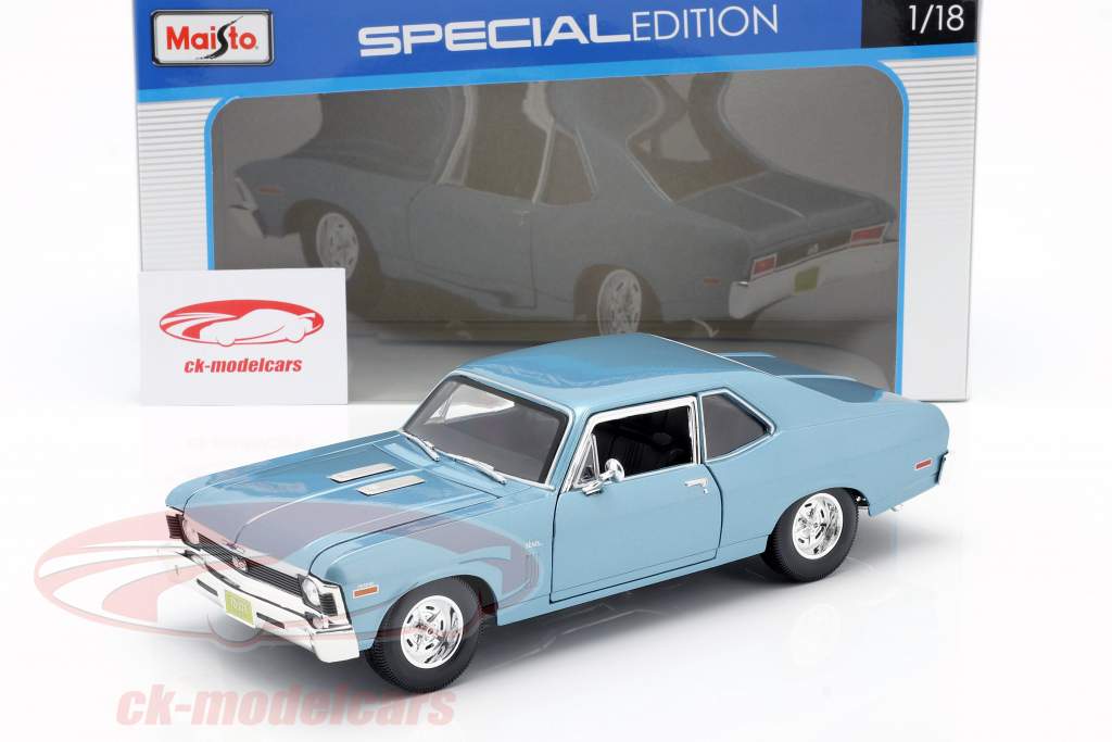 Chevrolet Nova SS Coupe Anno di costruzione 1970 luce blu metallico 1:18 Maisto