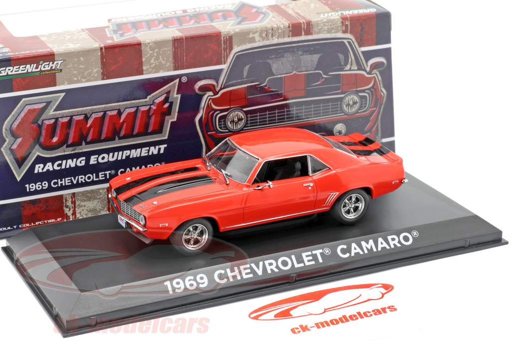 Chevrolet Camaro Byggeår 1969 rød / sort 1:43 Greenlight