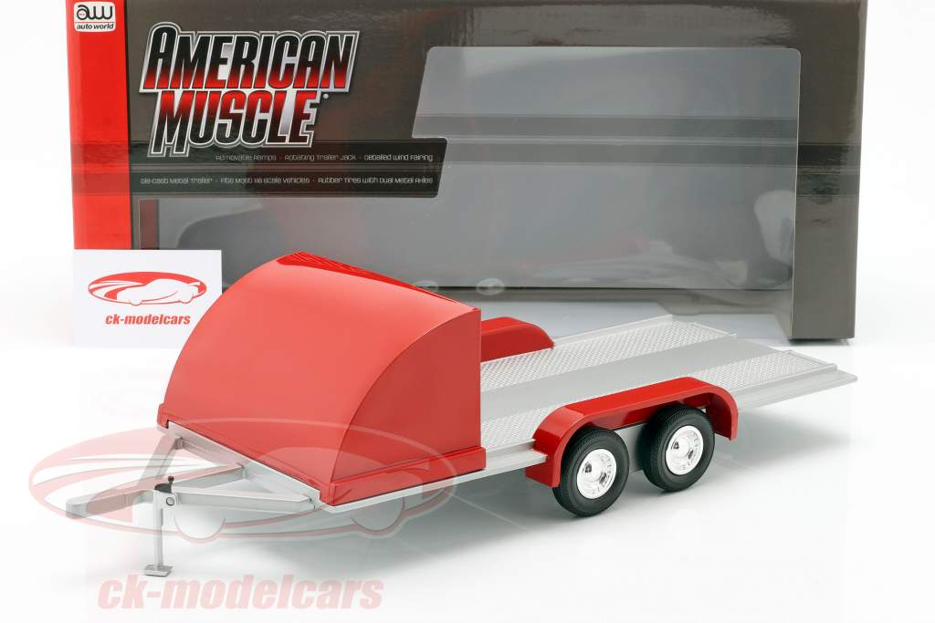 Auto-Anhänger rot / silbergrau 1:18 Autoworld