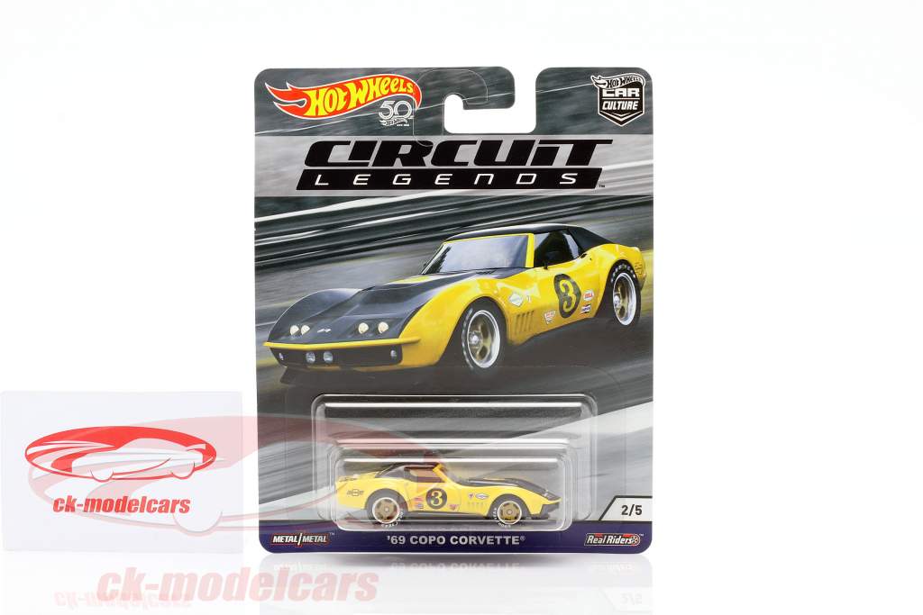 Copo Corvette #3 1969 gul / sort 1:64 Hotwheels