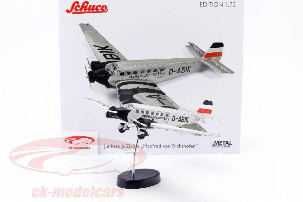 Junkers Ju52/3m 飞机 1932-52 M. von Richthofen 银 / 黑色的 1:72 Schuco