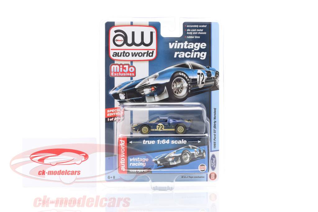 Ford GT Dirty Version #72 Anno di costruzione 1965 blu 1:64 AutoWorld