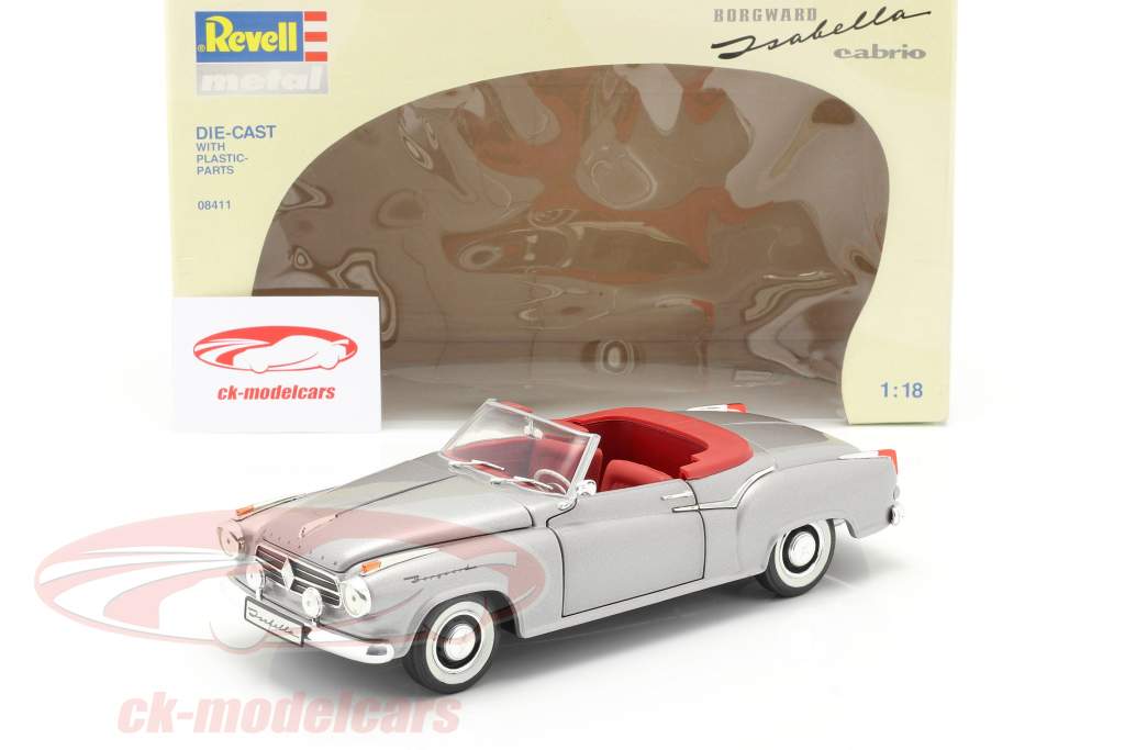 Borgward Isabella Cabriolet sølv / rød 1:18 Revell