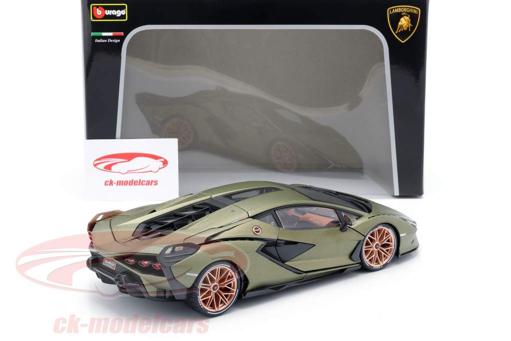Lamborghini Sian FKP 37 Byggeår 2020 måtte oliven grøn 1:18 Bburago