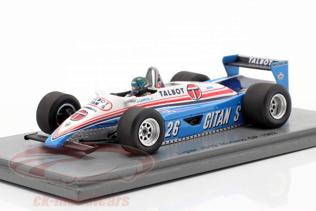 Jacques Laffite Ligier JS19 #26 Monaco GP formule 1 1982 1:43 Spark