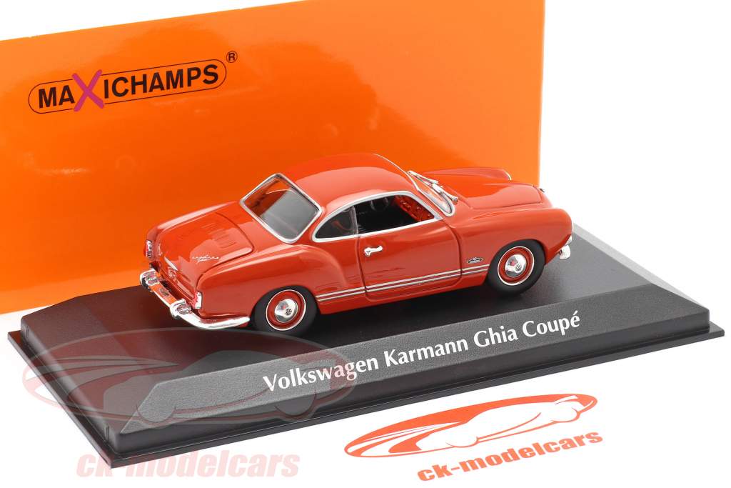 Volkswagen VW Karmann Ghia cupê Ano de construção 1955 vermelho 1:43 Minichamps
