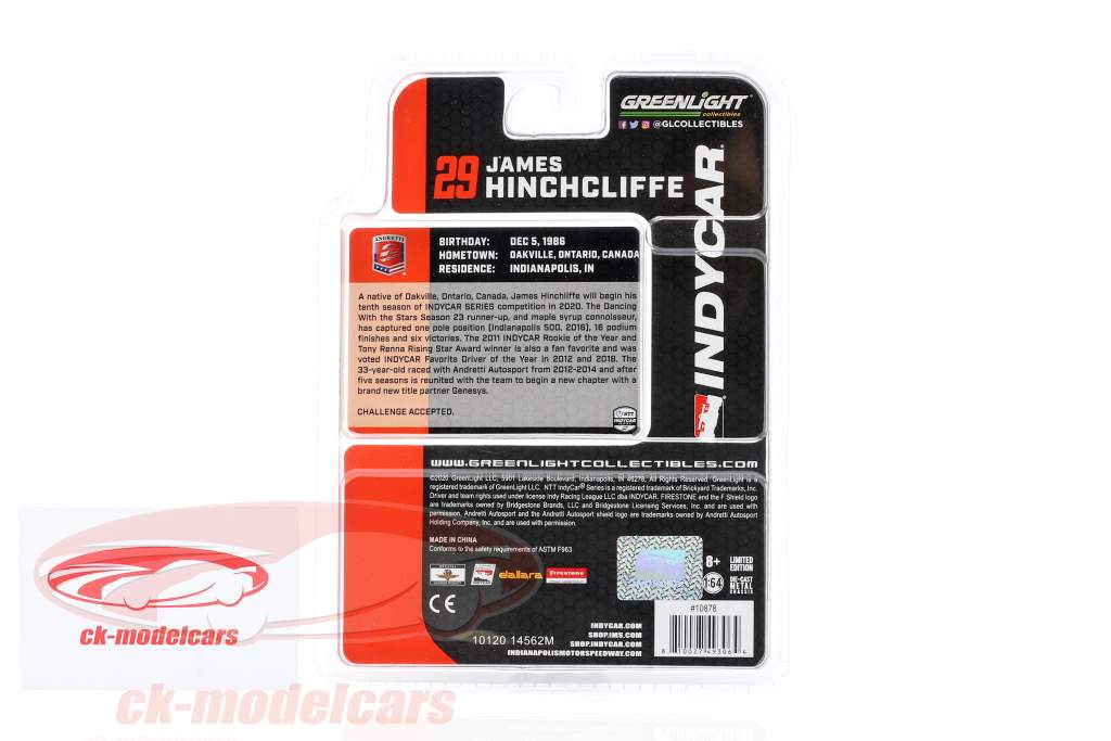 James Hinchcliffe Honda #29 Indycar Series 2020 Andretti Autosport 1:64 Greenlight