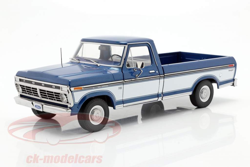 Ford F-100 Pick-Up Baujahr 1976 mit Abdeckung blau / weiß 1:18 Greenlight