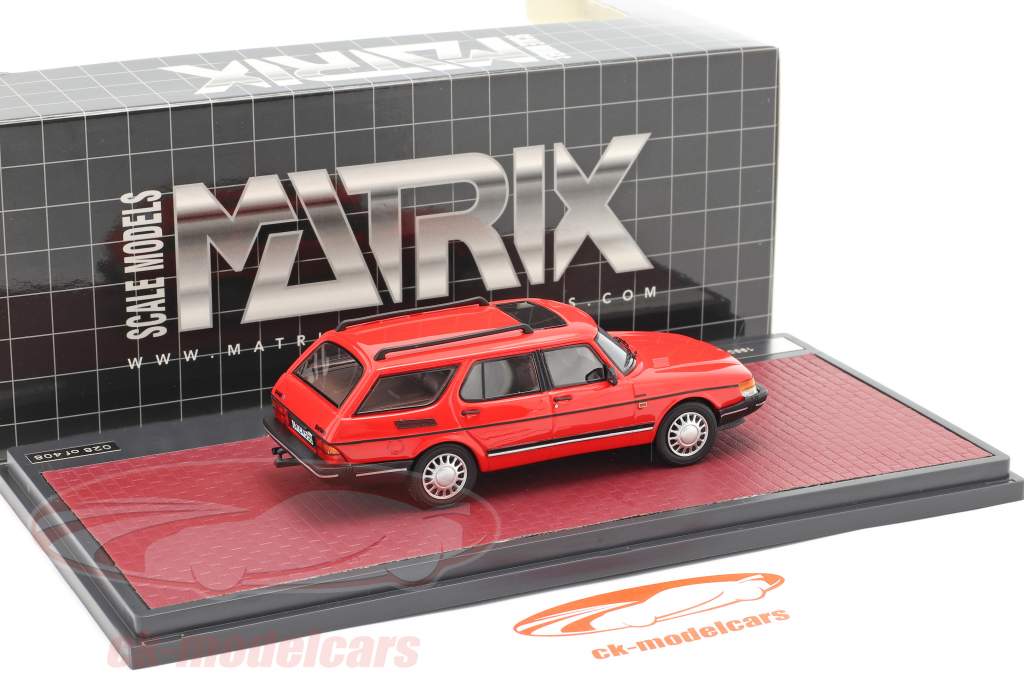 Saab 900 Safari Byggeår 1990 rød 1:43 Matrix