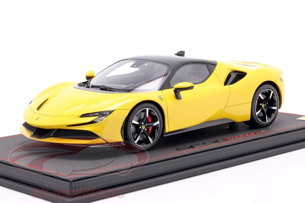 Ferrari SF90 Stradale Byggeår 2019 Modena gul / sort 1:18 BBR