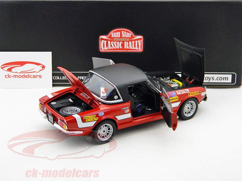 Fiat 124 Abarth #9 Trombotto Winnaar Rallye dell' Isola d'Elba 1971 1:18 SunStar