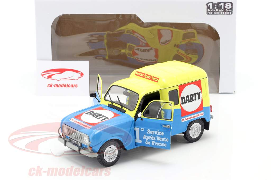 Renault 4 F4 Darty Ano de construção 1988 azul / amarelo 1:18 Solido