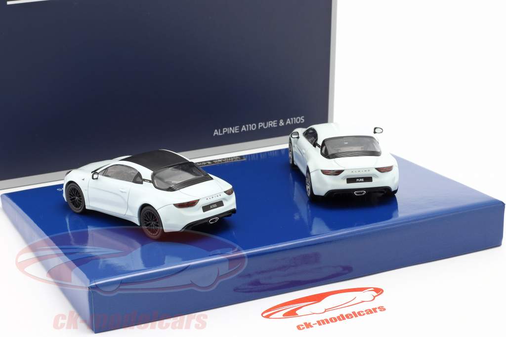 2-Car Set Alpine A110 Pure & A110S year 2019 white 1:43 Norev