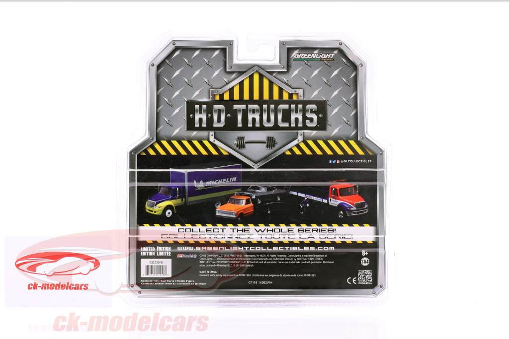 International DuraStar BFGoodrich Flatbed Trailer with figure 1:64 Greenlight