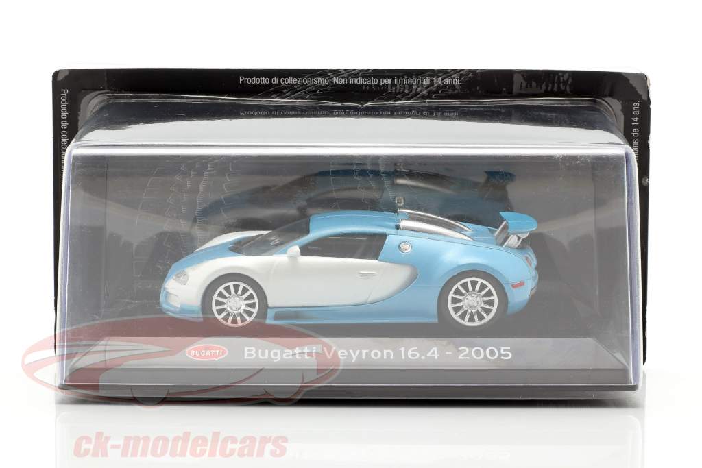 Bugatti Veyron 16.4 Année de construction 2005 blanc mat / Bleu clair 1:43 Altaya