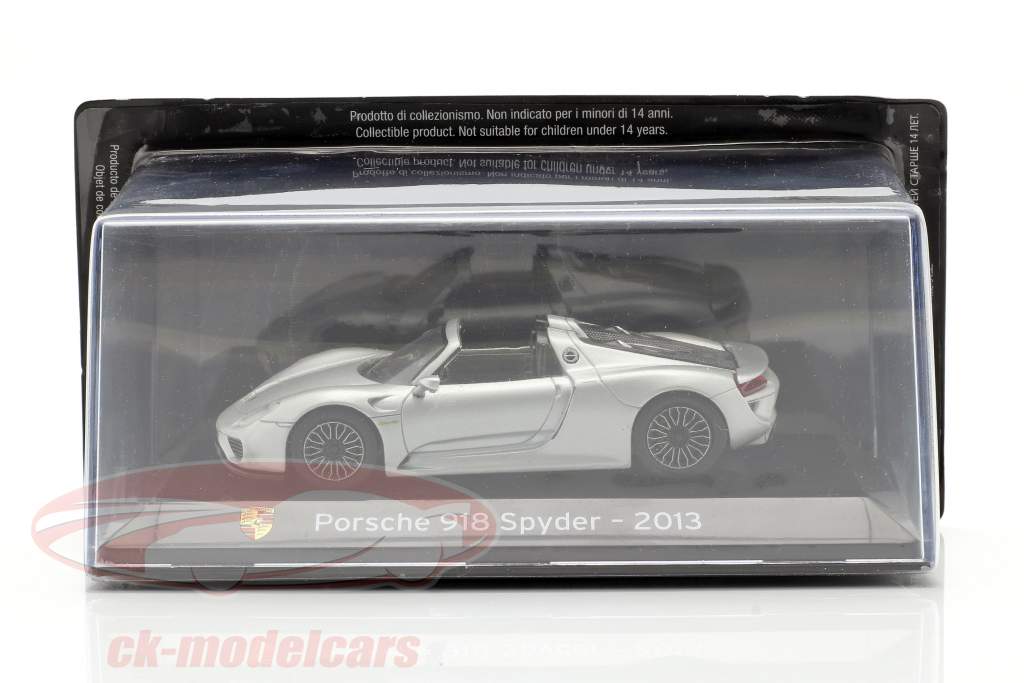 Porsche 918 Spyder bouwjaar 2013 vloeibaar zilver 1:43 Altaya