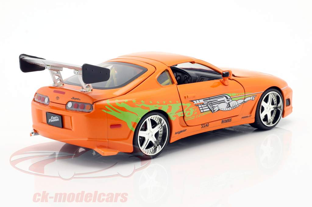 Brian's Toyota Supra Movie Fast & Furious 7 (2015) orange 1:24 Jada Toys