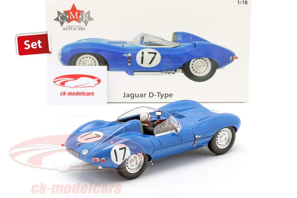 Set: Jaguar D-Type #17 3e 24h LeMans 1957 Avec Figure de conducteur 1:18 CMR