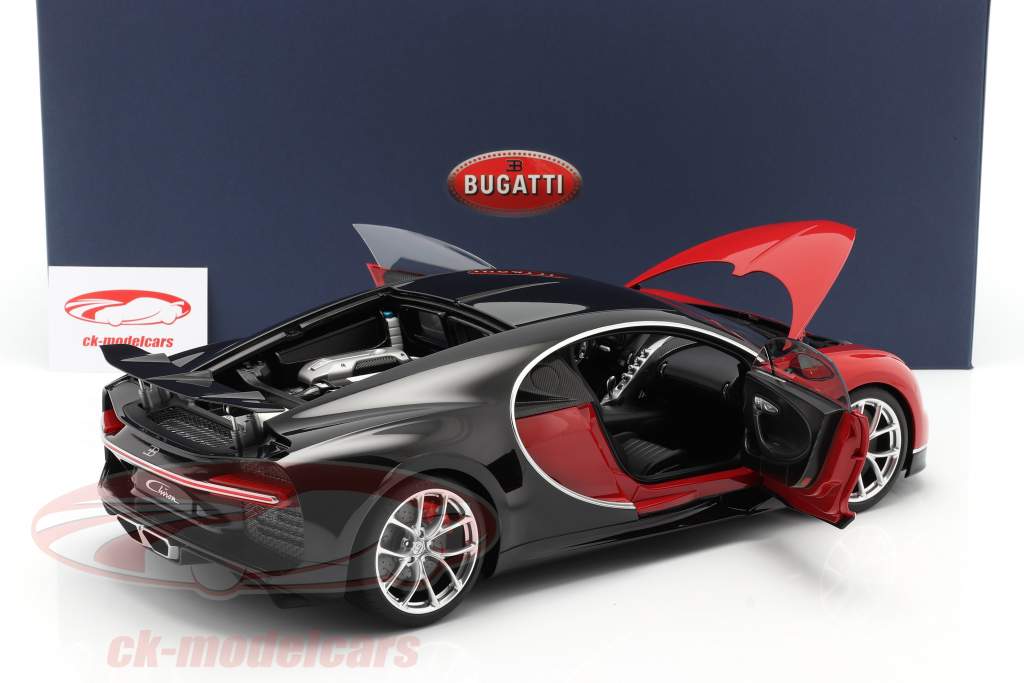 Bugatti Chiron Bouwjaar 2017 rood / zwart 1:12 AUTOart